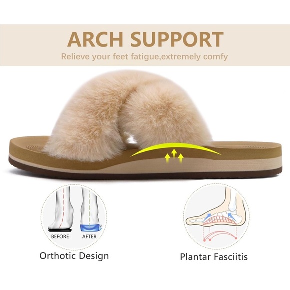 Womens Fuzzy Slides - Size 8 - Picture 5 of 7